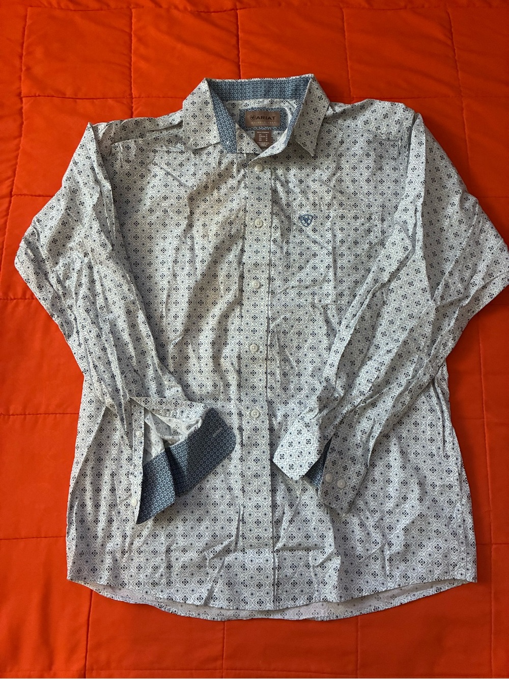Ariat Shirt Mens Medium Geometric Wrinkle Free Long Sleeve Button Down